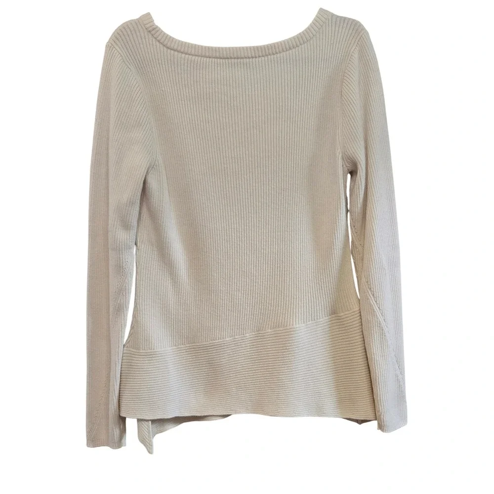 Laundry by Shelli Segal Modern Chic Cream Ribbed Knit Hip Zip Accent Sweater XL
